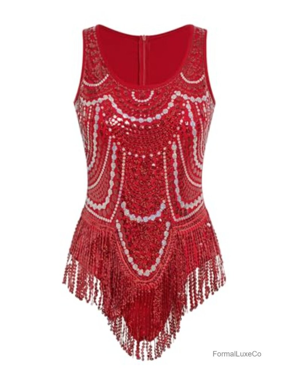 Sleeveless Fringe Bodysuit Romper Scoop Neck Latin Dance Outfit Festival
